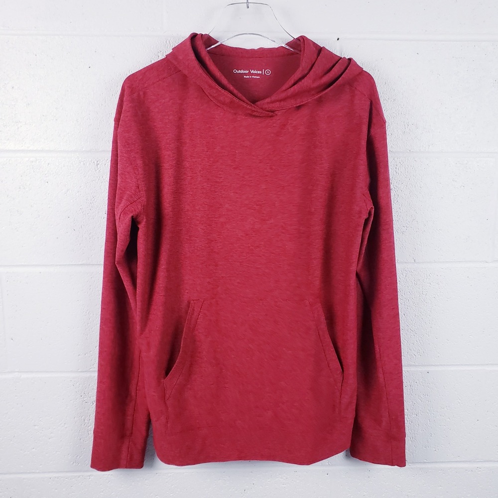 Outdoor Voices Hoodie Red‎ Space Dye Lightweight Pullover Sweatshirt Size Small
